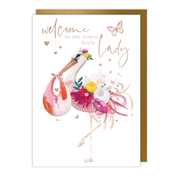 Stork Pink Baby Card 