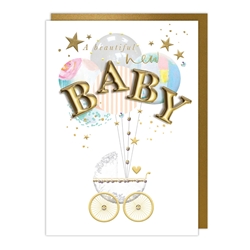 Carriage and Balloons Baby Card 