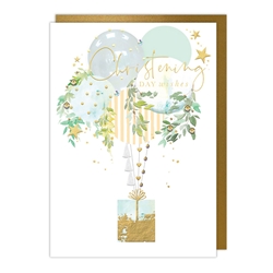Gift and Balloons Christening Card 