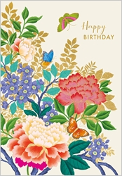 Peony and Butterfly Birthday Card
