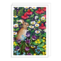 Rabbit Wildflowers Blank Card 