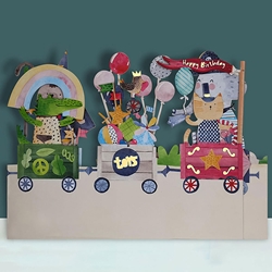 Diecut Toy Train Birthday Card 