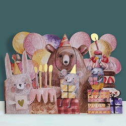 Diecut Pink Party Birthday Card 