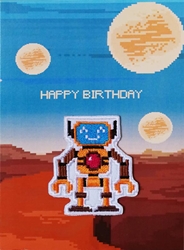Robot Embroidered Patch Birthday Card 