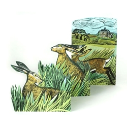 Hares Concertina Blank Card 