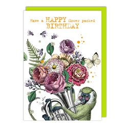 Monkey Horn Birthday Card 