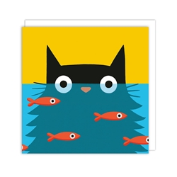 Cat Goldfish Blank Card 