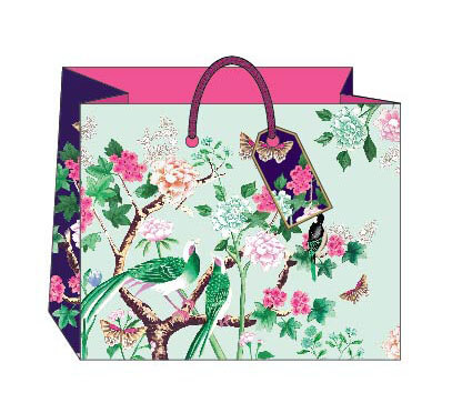 Flowers and Bird Landscape Medium Bag