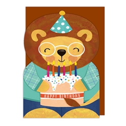 Lion Cake Birthday Card 