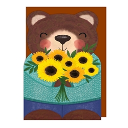 Sunflower Bear Blank Card 