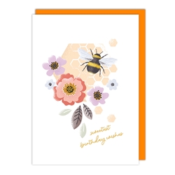 Bee Flowers Birthday Card 