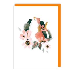 Flower Calico Cat Blank Card 