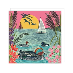 Sailboat Ducks Blank Card 