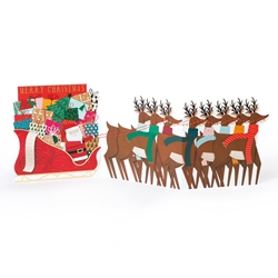 Santas Reindeer Trifold Christmas Card Christmas