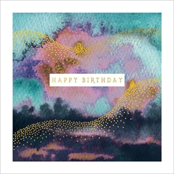 Gold Waves Birthday Card 