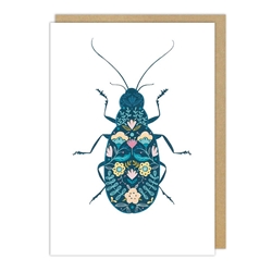 Embossed Blue Bug Blank Card 