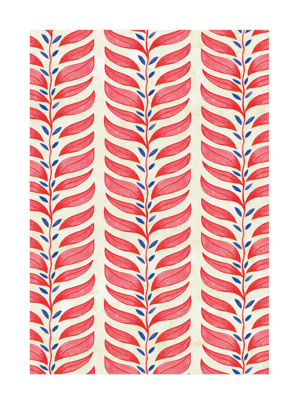Red and Blue Vine Blank Card
