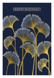 Blue Ginko Birthday Card