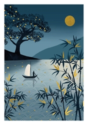 Moon and Lake Blank Card