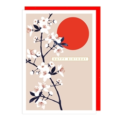 Cherry Blossom & Sun Birthday Card 