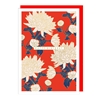 Chrysanthemums on Red Birthday Card 