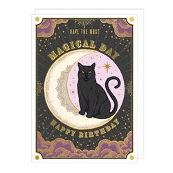 Black Cat & Moon Birthday Card 