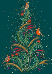 Tree Robin Christmas Boxed Cards Christmas