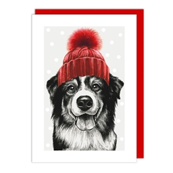 Dog Hat Christmas Card Christmas