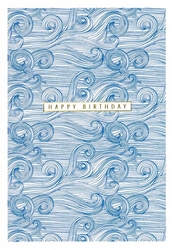 Blue Waves Birthday Card notecards and stationery