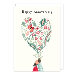 Floral Heart Anniversary Card 