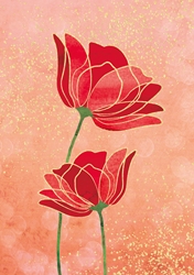 Red Flowers Blank Card