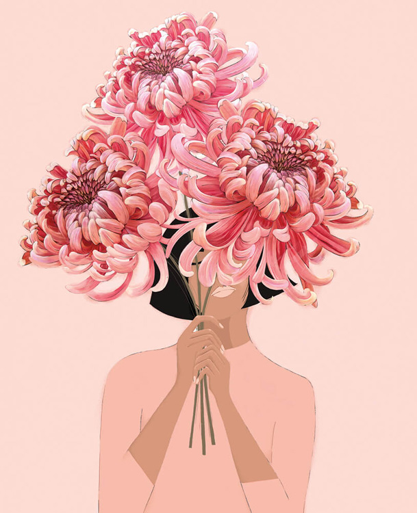 Holding Flowers Blank Card