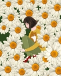 Girl Daisies Blank Card