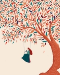 Girl Swinging Blank Card