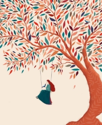 Girl Swinging Blank Card