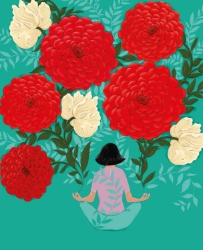 Yoga Flowers Blank Card