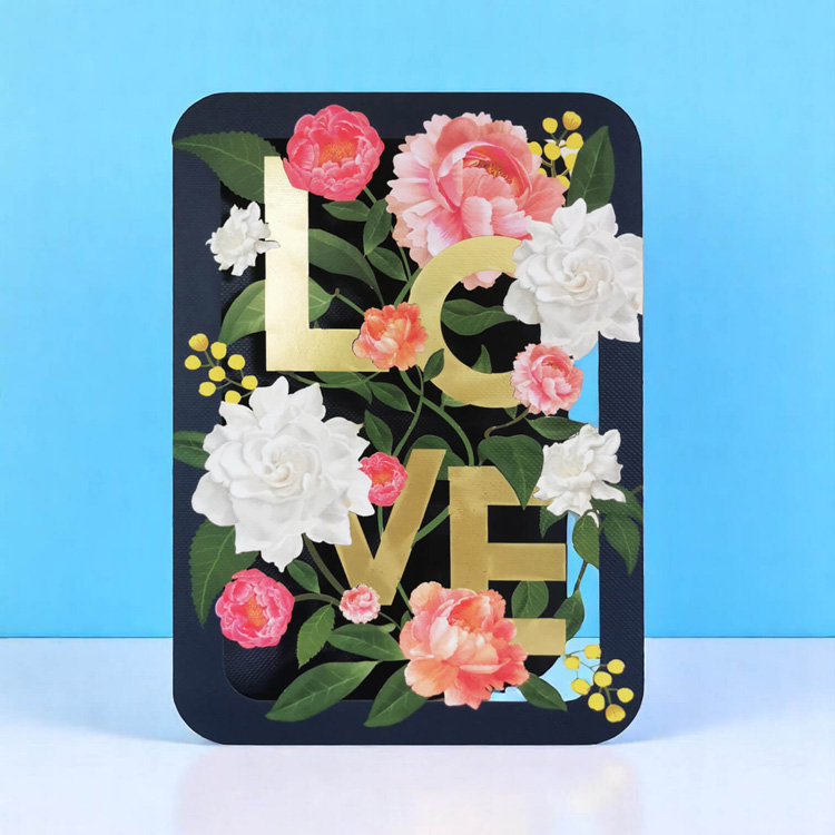 Diecut Flowers Love Card