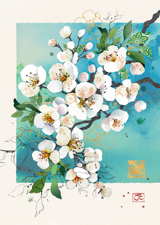 White Blossom Blank Card