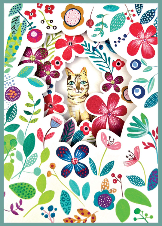 Trifold Red Cat Blank Card