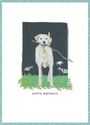 Dog & Stick Birthday Card