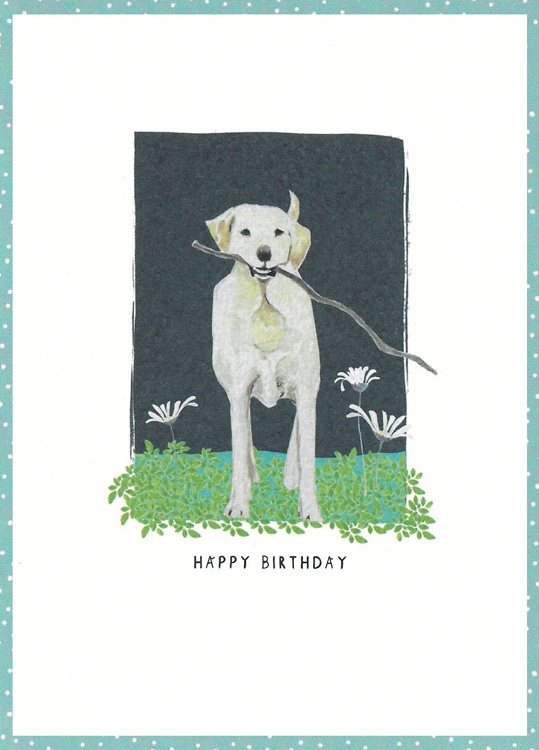 Dog & Stick Birthday Card