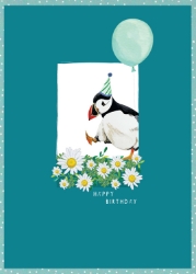 Puffin Balloon Birthday Card