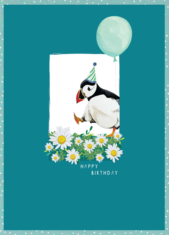 Puffin Balloon Birthday Card