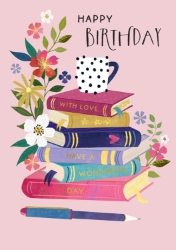 Pile Of Books Birthday Card