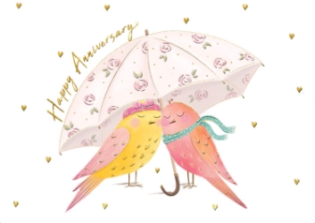 Birds Umbrella Anniversary Card
