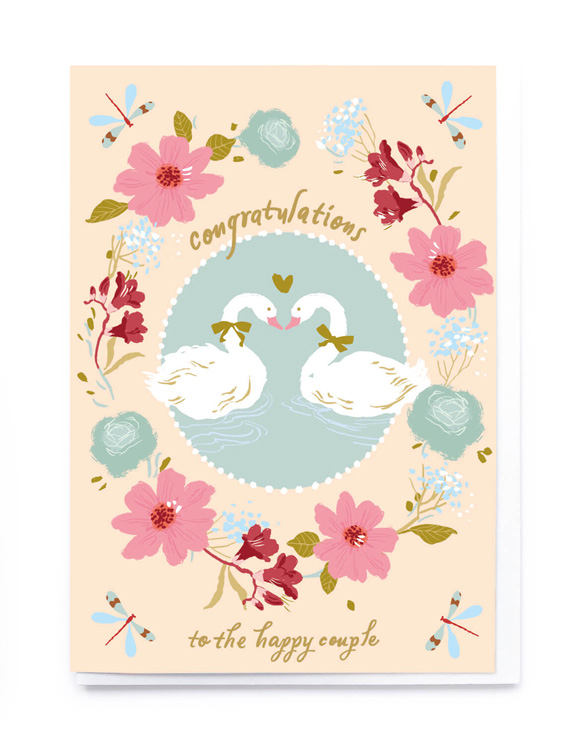 Swans Wedding Card