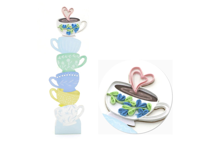 Teacups Quill Bookmark