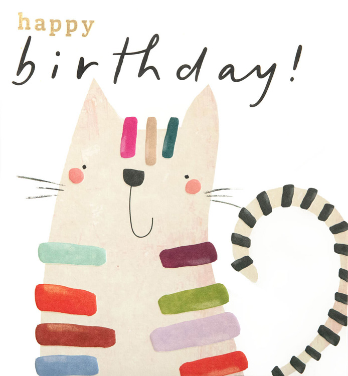 Striped Cat Birthday Card