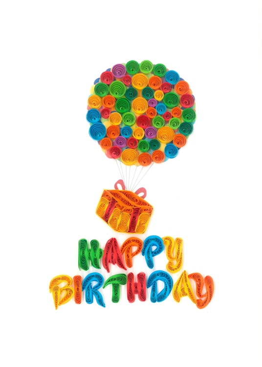 Flying Gift Quill Birthday Card