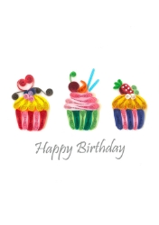 Cupcakes Quill Birthday Card